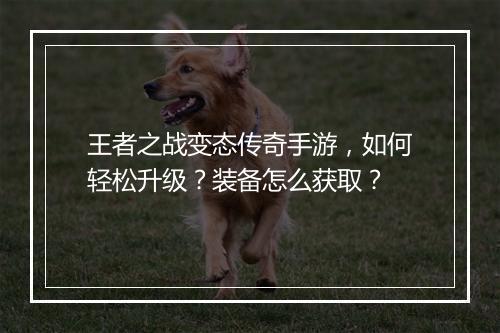 王者之战变态传奇手游，如何轻松升级？装备怎么获取？