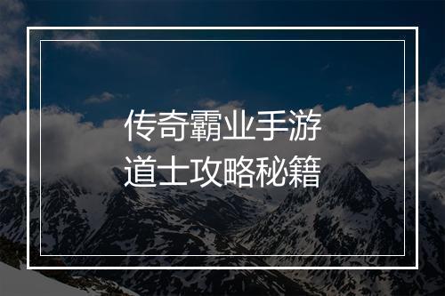 传奇霸业手游道士攻略秘籍
