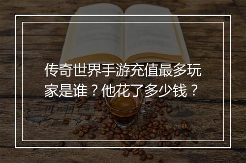 传奇世界手游充值最多玩家是谁？他花了多少钱？