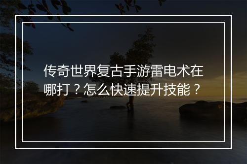 传奇世界复古手游雷电术在哪打？怎么快速提升技能？