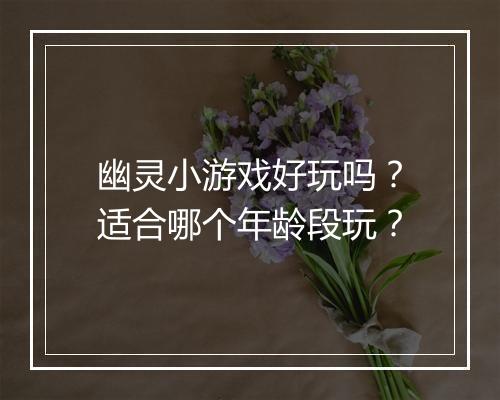 幽灵小游戏好玩吗？适合哪个年龄段玩？