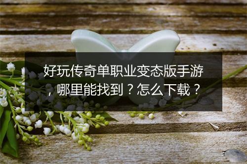 好玩传奇单职业变态版手游，哪里能找到？怎么下载？