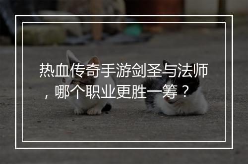 热血传奇手游剑圣与法师，哪个职业更胜一筹？