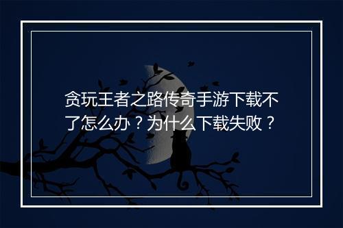贪玩王者之路传奇手游下载不了怎么办？为什么下载失败？
