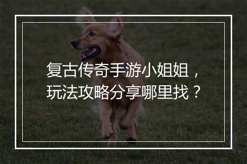 复古传奇手游小姐姐，玩法攻略分享哪里找？