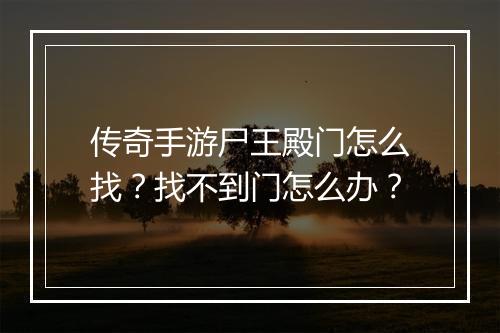 传奇手游尸王殿门怎么找？找不到门怎么办？