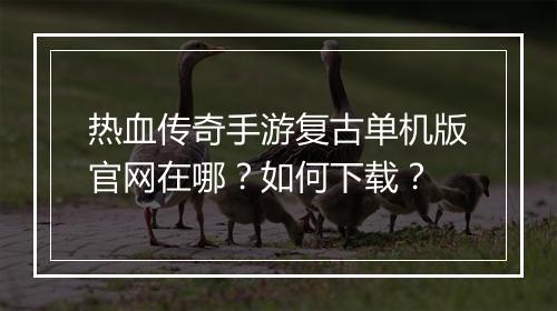 热血传奇手游复古单机版官网在哪？如何下载？