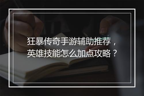 狂暴传奇手游辅助推荐，英雄技能怎么加点攻略？