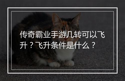 传奇霸业手游几转可以飞升？飞升条件是什么？