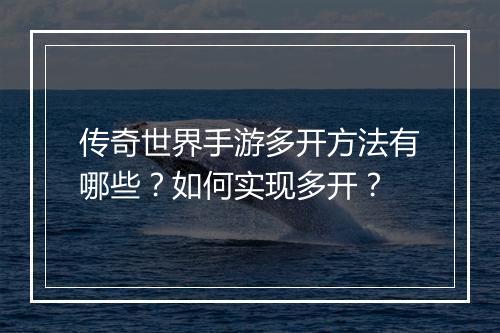 传奇世界手游多开方法有哪些？如何实现多开？