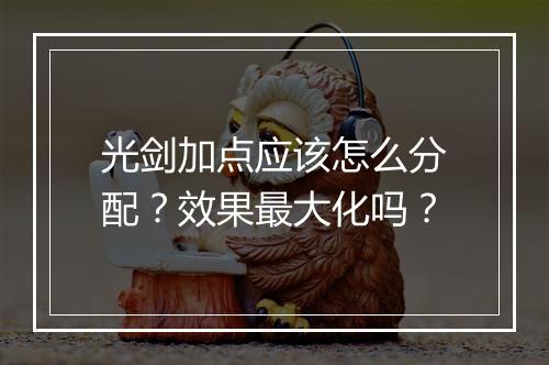 光剑加点应该怎么分配？效果最大化吗？