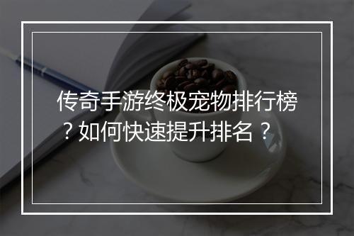 传奇手游终极宠物排行榜？如何快速提升排名？