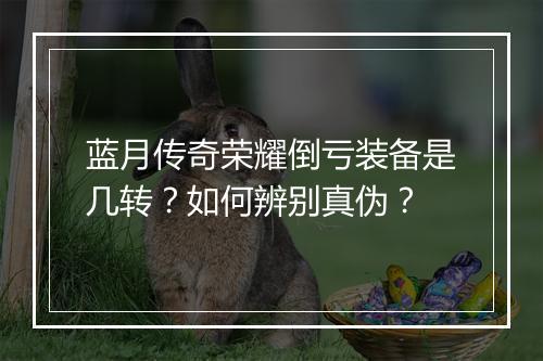 蓝月传奇荣耀倒亏装备是几转?如何辨别真伪?