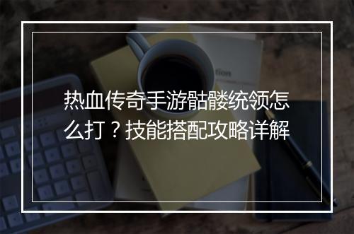 热血传奇手游骷髅统领怎么打？技能搭配攻略详解