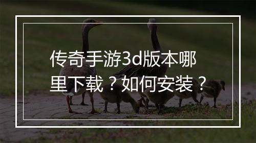 传奇手游3d版本哪里下载？如何安装？
