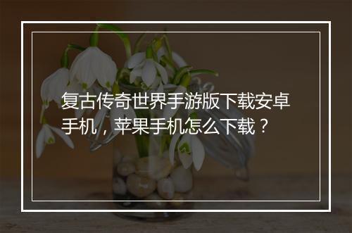 复古传奇世界手游版下载安卓手机，苹果手机怎么下载？