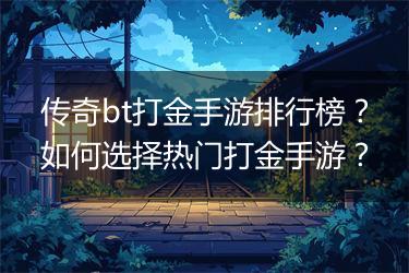 传奇bt打金手游排行榜？如何选择热门打金手游？