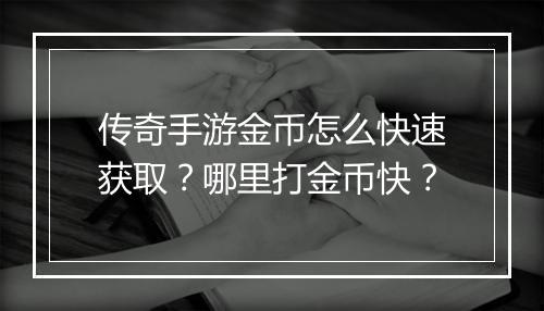 传奇手游金币怎么快速获取？哪里打金币快？