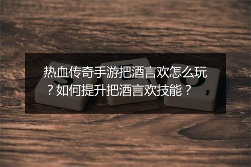 热血传奇手游把酒言欢怎么玩？如何提升把酒言欢技能？