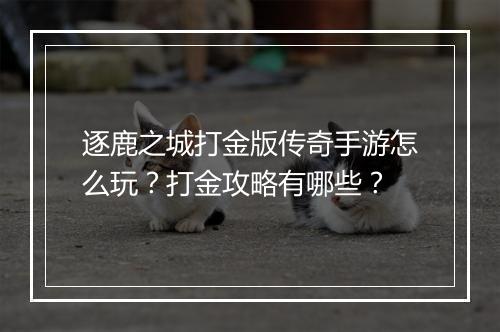逐鹿之城打金版传奇手游怎么玩？打金攻略有哪些？