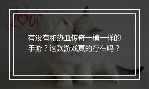 有没有和热血传奇一模一样的手游？这款游戏真的存在吗？