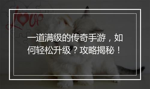 一道满级的传奇手游，如何轻松升级？攻略揭秘！