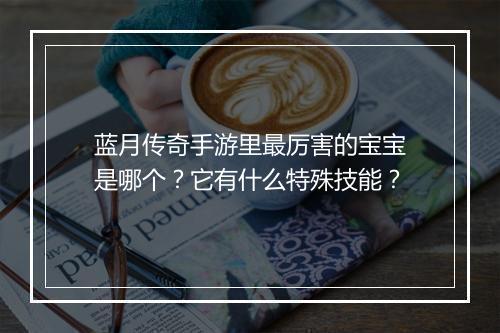 蓝月传奇手游里最厉害的宝宝是哪个？它有什么特殊技能？