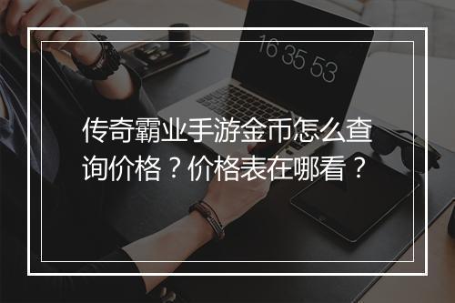 传奇霸业手游金币怎么查询价格？价格表在哪看？