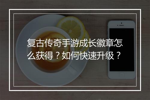 复古传奇手游成长徽章怎么获得？如何快速升级？