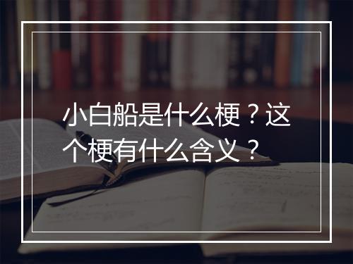 小白船是什么梗？这个梗有什么含义？