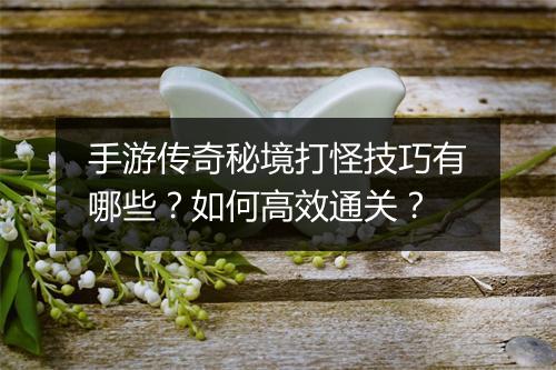 手游传奇秘境打怪技巧有哪些？如何高效通关？