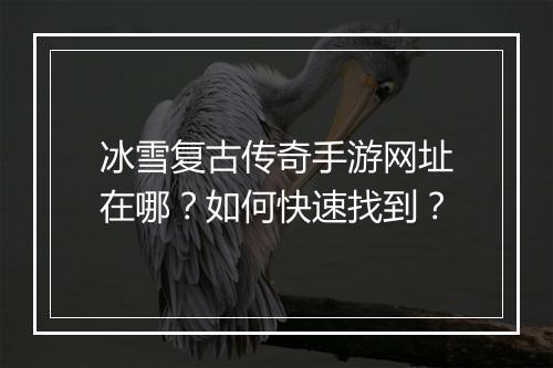 冰雪复古传奇手游网址在哪？如何快速找到？