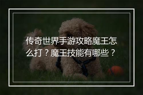 传奇世界手游攻略魔王怎么打？魔王技能有哪些？