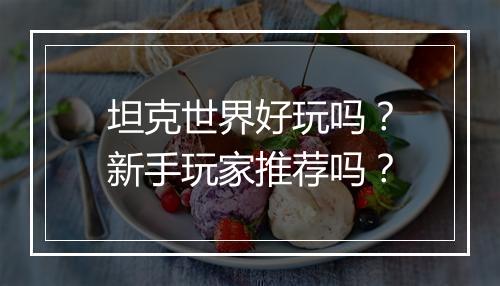 坦克世界好玩吗？新手玩家推荐吗？