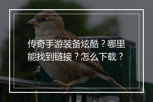 传奇手游装备炫酷？哪里能找到链接？怎么下载？