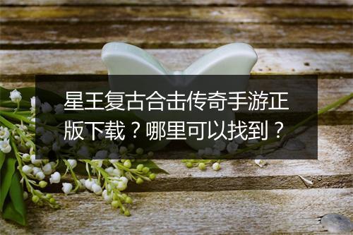 星王复古合击传奇手游正版下载？哪里可以找到？