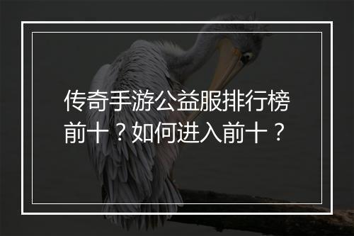 传奇手游公益服排行榜前十？如何进入前十？