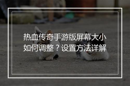 热血传奇手游版屏幕大小如何调整？设置方法详解