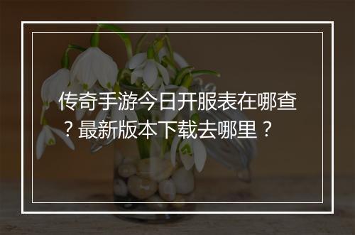 传奇手游今日开服表在哪查？最新版本下载去哪里？