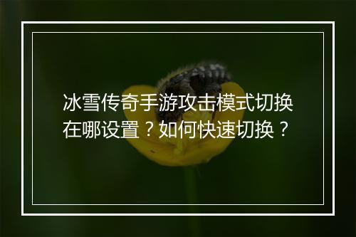 冰雪传奇手游攻击模式切换在哪设置？如何快速切换？