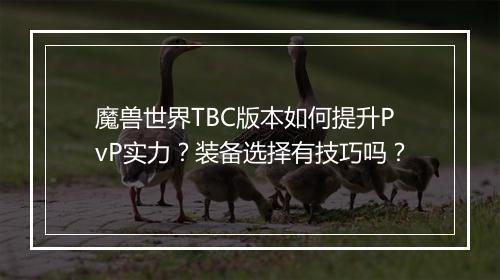 魔兽世界TBC版本如何提升PvP实力？装备选择有技巧吗？