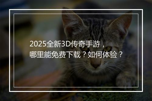 2025全新3D传奇手游，哪里能免费下载？如何体验？