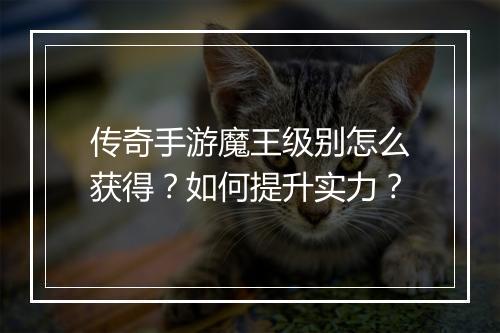 传奇手游魔王级别怎么获得？如何提升实力？