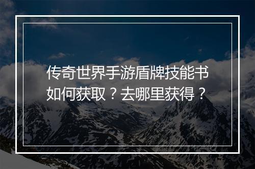 传奇世界手游盾牌技能书如何获取？去哪里获得？