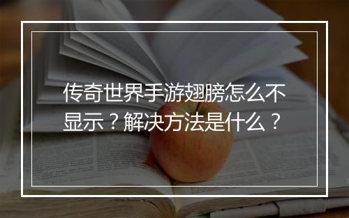 传奇世界手游翅膀怎么不显示？解决方法是什么？