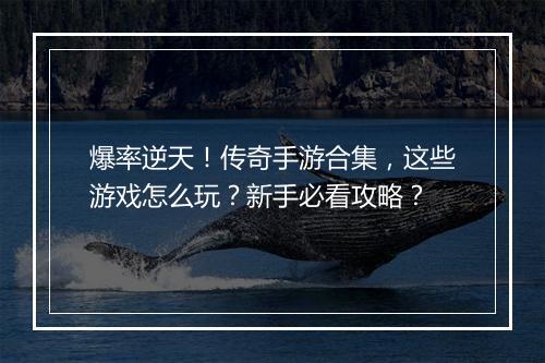 爆率逆天！传奇手游合集，这些游戏怎么玩？新手必看攻略？