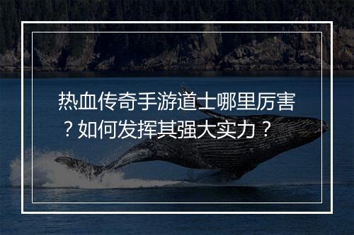热血传奇手游道士哪里厉害？如何发挥其强大实力？