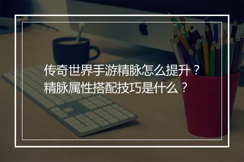 传奇世界手游精脉怎么提升？精脉属性搭配技巧是什么？