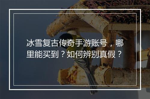 冰雪复古传奇手游账号，哪里能买到？如何辨别真假？