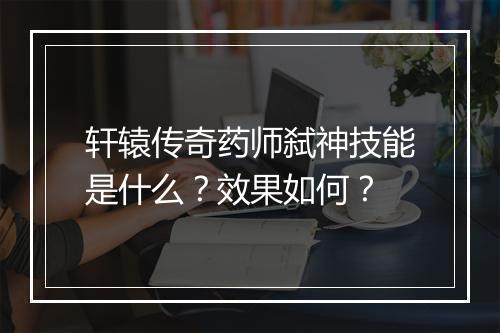 轩辕传奇药师弑神技能是什么？效果如何？